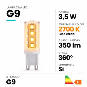 Lampadina g9 led 3,5w 2700k a capsula bianca dimmerabile