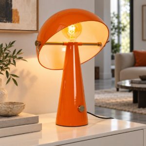 Lampada da tavolo a cupola per soggiorno contemporanea arancione oro dimmerabile