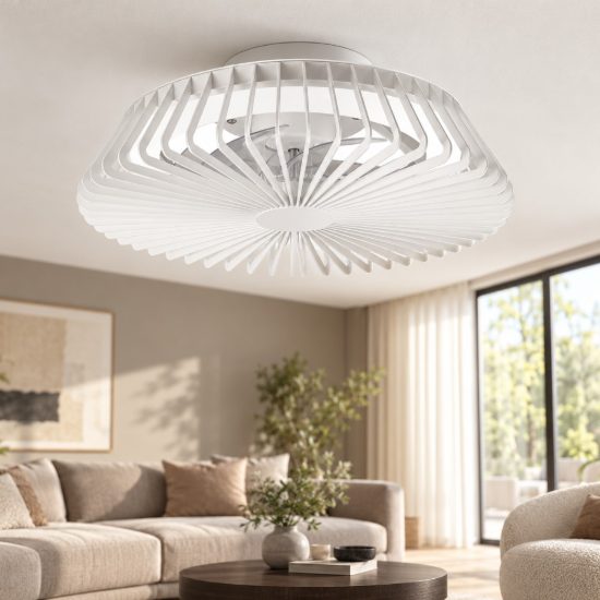 Ventilatore da soffitto bianco con luce led 70w cct 2700k 5000k dimmerabile con telecomando fino a 13mq