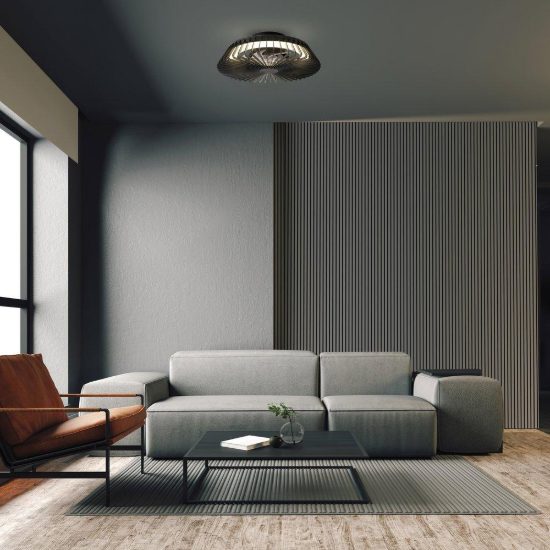Ventilatore da soffitto nero con luce led 70w cct 2700k 5000k dimmerabile con telecomando fino a 13mq
