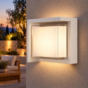 Applique da esterno moderna quadrata bianca led 15w cct 2700k 3300k 4000k ip65