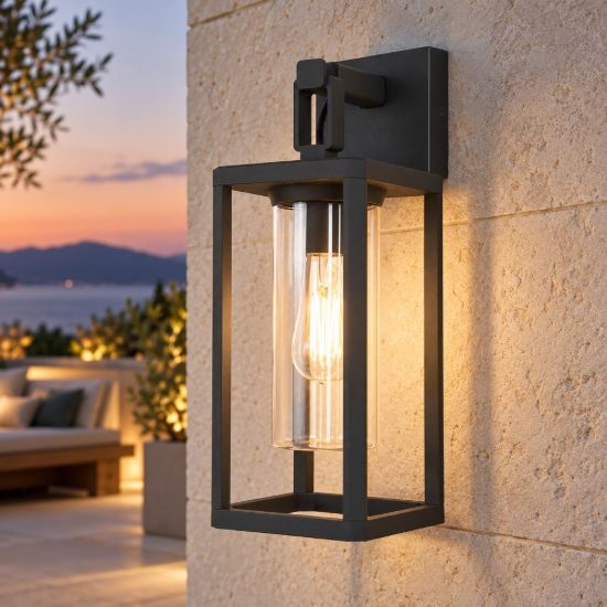 Applique da esterno moderna lanterna vetro ip65