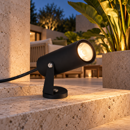Faretto da esterno moderno nero led 6w 3000k ip65 orientabile