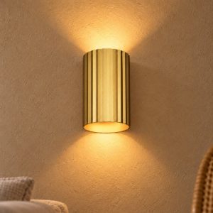 Applique per soggiorno bi-emissione moderna cilindrica oro in metallo rigato