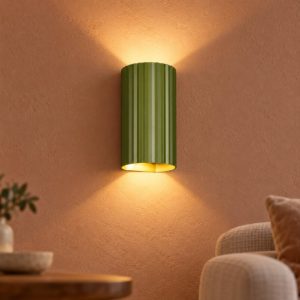 Applique per salotto bi-emissione moderna cilindrica rigata verde
