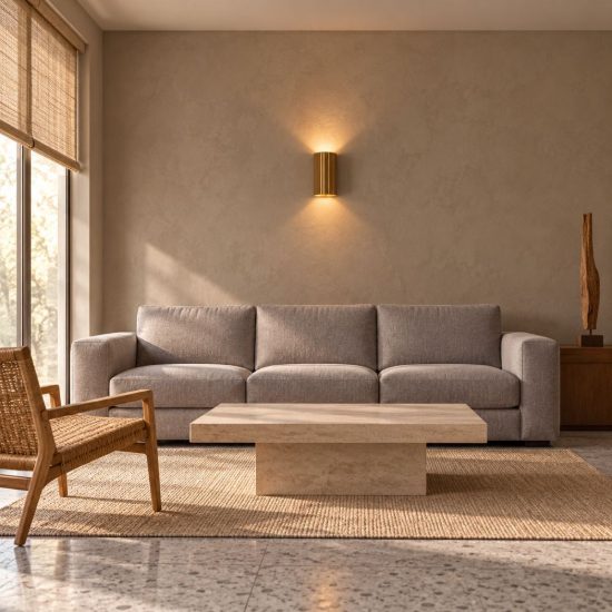 Applique per salotto bi-emissione moderna cilindrica rigata caffe