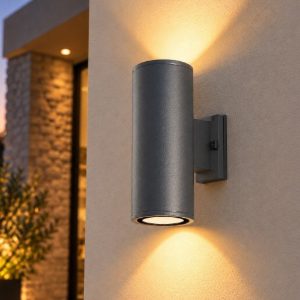 Applique da parete per esterno ip65 grigio scuro doppia emissione
