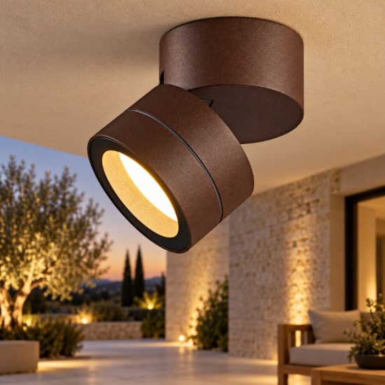 Faretto da soffitto per esterno orientabile corten ip65