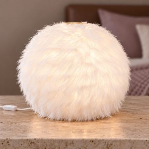 Abat-jour per comodino moderno in peluche sintetico bianco