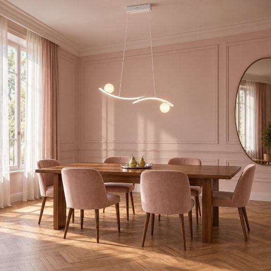 Lampadario per salotto led 27w cct 2300k 3000k 4000k bianco con 2 bracci curvi 2 sfere in vetro