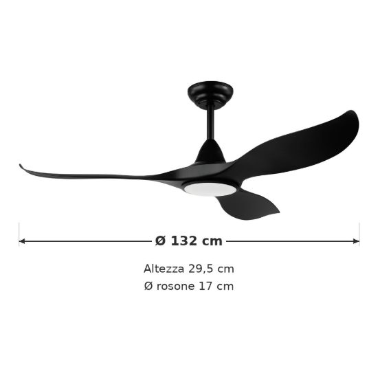Eglo cirali 52 ventilatore da soffitto dc con luce led 16w 3000k 5000k 132cm con telecomando nero oltre 20mq