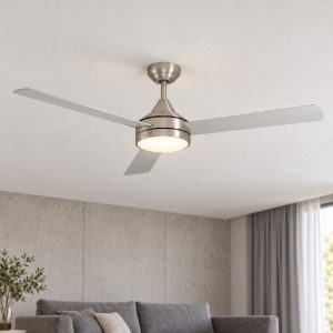 Eglo sesimbra ventilatore da soffitto con luce led 19w 3000k 5000k 132cm con telecomando nichel oltre 20mq
