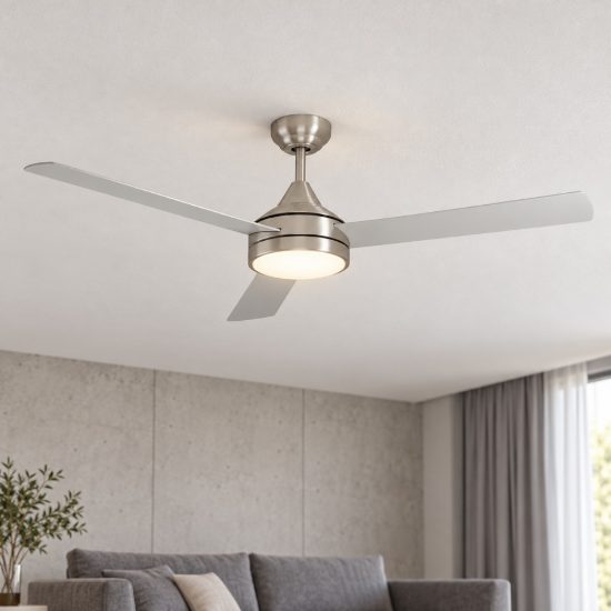 Eglo sesimbra ventilatore da soffitto con luce led 19w 3000k 5000k 132cm con telecomando nichel oltre 20mq