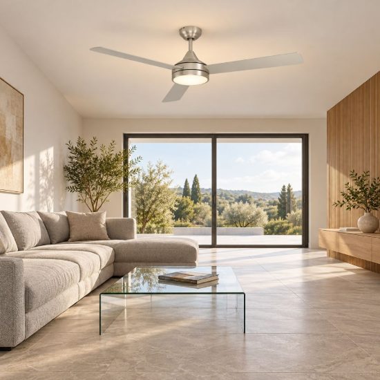 Eglo sesimbra ventilatore da soffitto con luce led 19w 3000k 5000k 132cm con telecomando nichel oltre 20mq