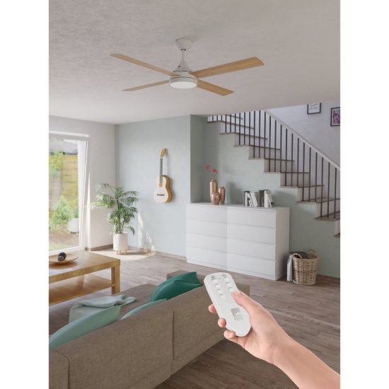 Eglo trinidad ventilatore con luce led 19w 3000k 5000k 122cm con telecomando bianco oltre 20mq