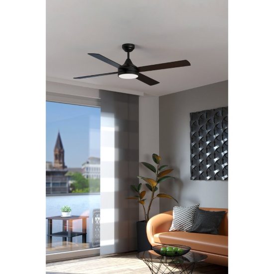 Eglo trinidad ventilatore da soffitto con luce led 19w cct 3000k 4000k 5000k con telecomando nero oltre 20mq