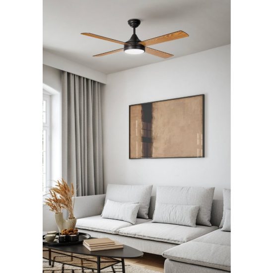 Eglo trinidad ventilatore da soffitto con luce led 19w cct 3000k 4000k 5000k con telecomando nero oltre 20mq