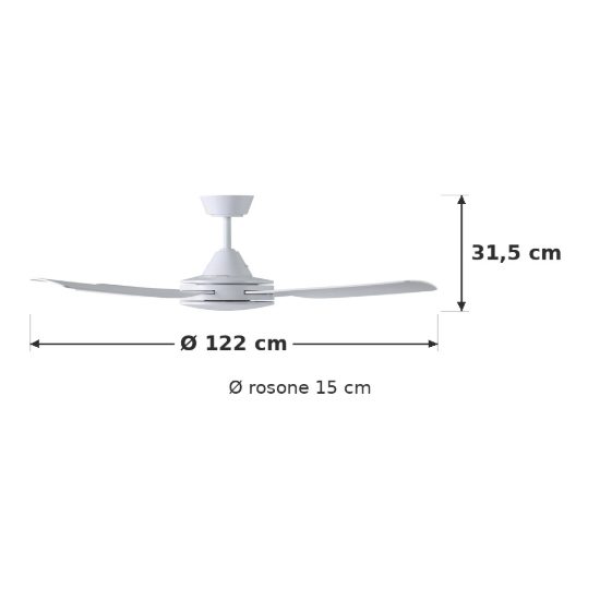 Eglo bondi 1 ventilatore da soffitto senza luce 122cm con telecomando bianco oltre 20mq
