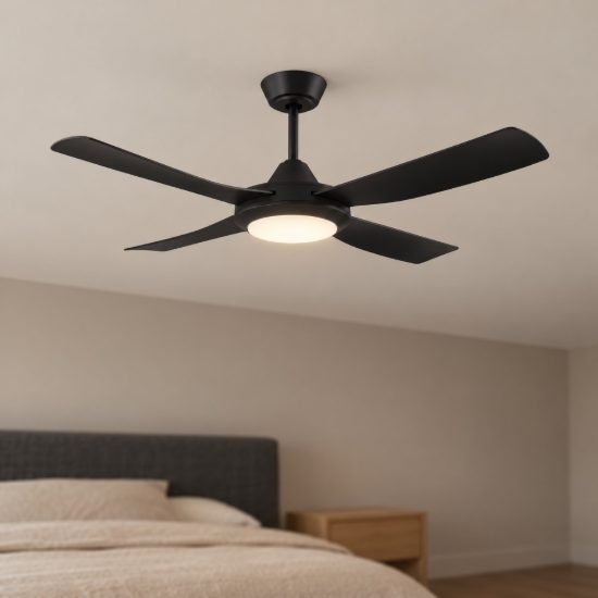 Eglo bondi 1 ventilatore da soffitto con luce led 20w 3000k 5000k 122cm con telecomando nero oltre 20mq