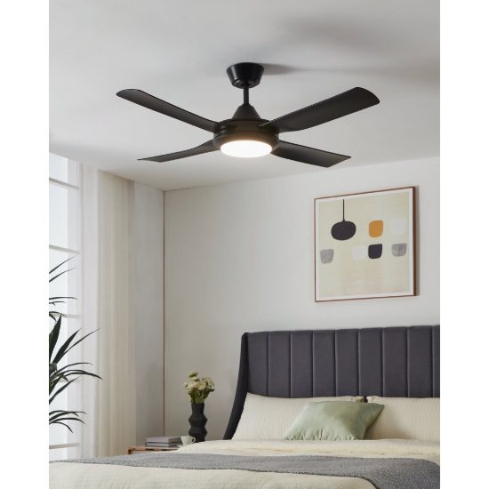Eglo bondi 1 ventilatore da soffitto con luce led 20w 3000k 5000k 122cm con telecomando nero oltre 20mq