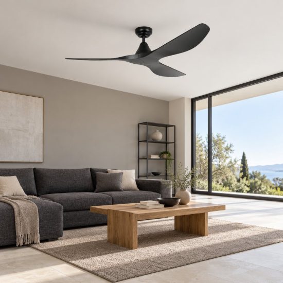 Eglo portsea ventilatore da soffitto dc senza luce 132cm con telecomando nero oltre 20mq