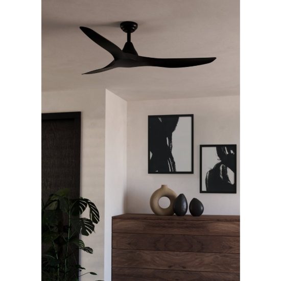 Eglo portsea ventilatore da soffitto dc senza luce 132cm con telecomando nero oltre 20mq