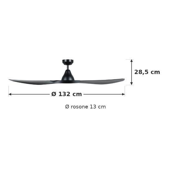 Eglo portsea ventilatore da soffitto dc senza luce 132cm con telecomando nero oltre 20mq