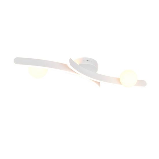 Plafoniera led 27w cct 2300k 3000k 4000k per soggiorno bianca con 2 bracci curvi 2 sfere in vetro