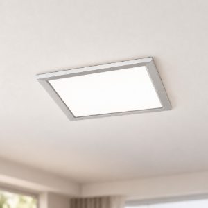 Plafoniera led 15w 3000k dimmerabile moderna quadrata nichel opaco