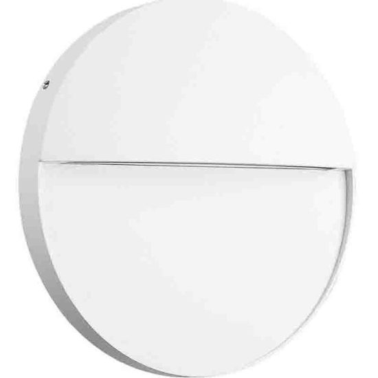 Segnapasso da esterno led 6w 3000k ip54 16cm tonda bianco sabbiato
