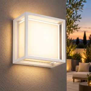 Applique da esterno led 9w cct 2700k 4000k ip65 moderna bianca