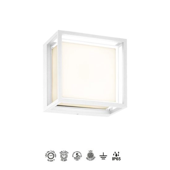 Applique da esterno led 9w cct 2700k 4000k ip65 moderna bianca
