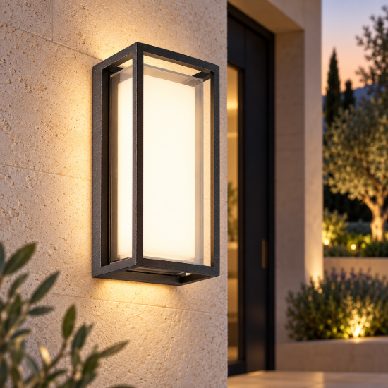 Applique per esterno rettangolare antracite led 9w cct 2700k 4000k ip65