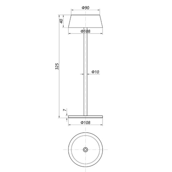Lampada da tavolino da esterno corten led 2w 3000k ip54 ricaricabile dimmerabile