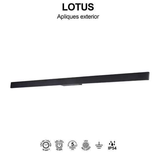 Applique da esterno lineare nera led 24w 3000k ip54 151cm
