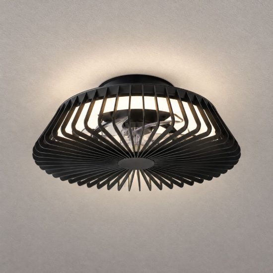 Ventilatore da soffitto nero con luce led 70w cct 2700k 5000k dimmerabile con telecomando fino a 13mq