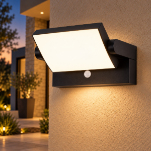Applique da esterno nero led 20w 3000k ip54 con sensore di movimento