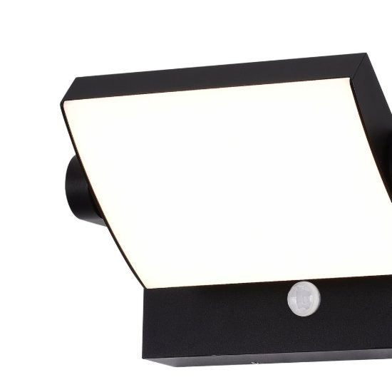 Applique da esterno nero led 20w 3000k ip54 con sensore di movimento