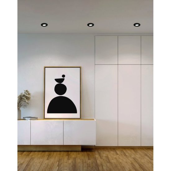 Eglo pineda set 3 faretti da incasso per cartongesso orientabili led 3x5,5w 3000k foro 7,2cm nero