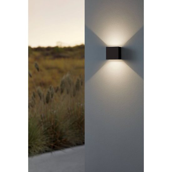 Eglo calpino 3 applique da esterno led 5,6w 3000k 10cm ip54 moderna quadrata nera