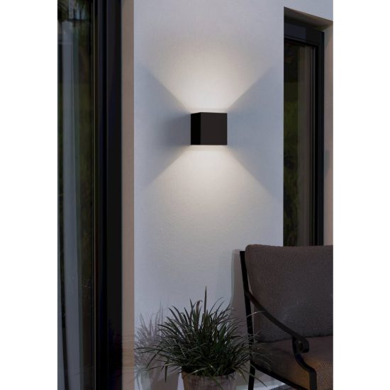 Eglo calpino 3 applique da esterno led 5,6w 3000k 10cm ip54 moderna quadrata nera