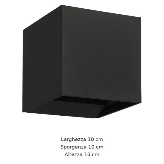 Eglo calpino 3 applique da esterno led 5,6w 3000k 10cm ip54 moderna quadrata nera