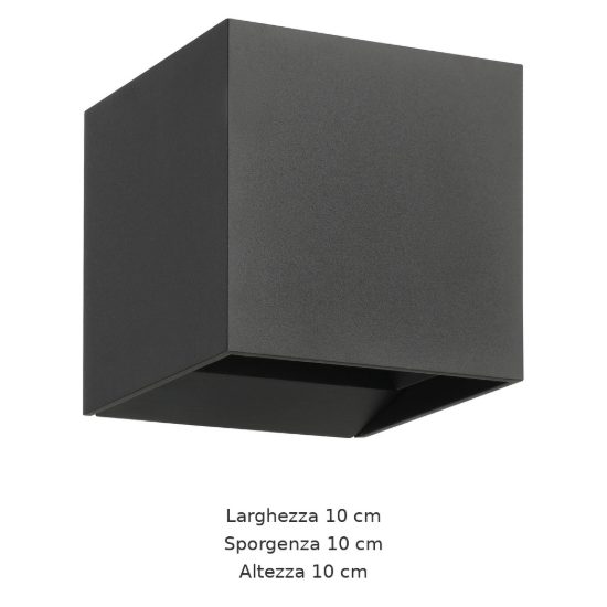 Eglo calpino 3 applique da esterno led 5,6w 3000k 10cm ip54 moderna quadrata antracite