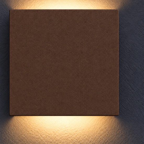 Eglo calpino 3 applique da esterno led 5,6w 3000k 10cm ip54 moderna quadrata marrone ruggine