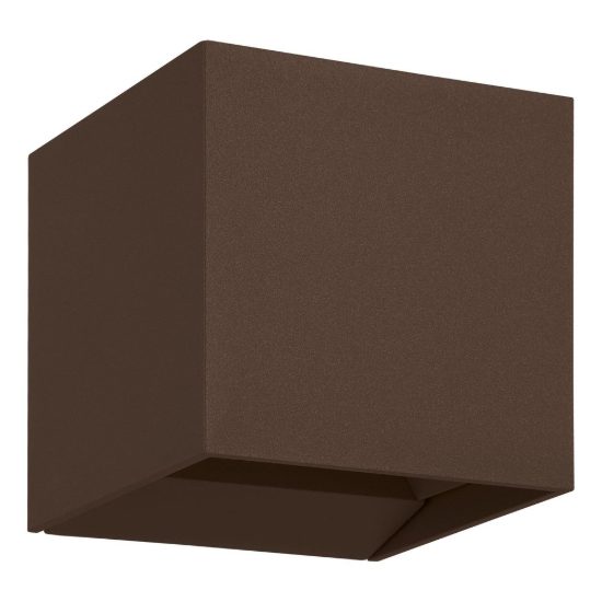 Eglo calpino 3 applique da esterno led 5,6w 3000k 10cm ip54 moderna quadrata marrone ruggine
