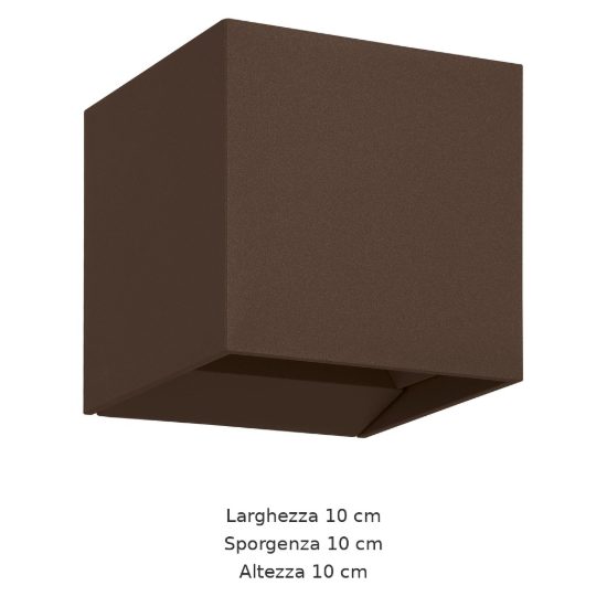 Eglo calpino 3 applique da esterno led 5,6w 3000k 10cm ip54 moderna quadrata marrone ruggine