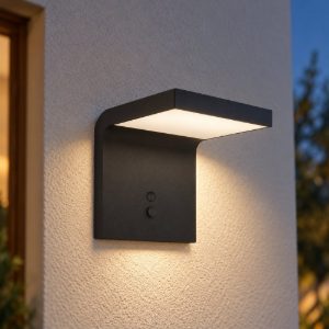 Eglo spiante applique solare da esterno led 6,5w 4000k 14cm ip44 moderna nera con sensore