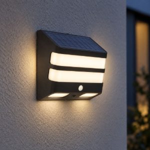 Eglo stiappa applique solare da esterno led 6,5w 4000k 12cm ip44 moderna nera con sensore