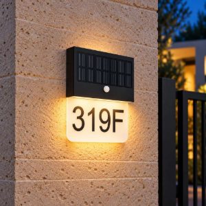 Eglo conettimara applique solare per numero civico led 6w 3000k 20cm ip44 moderna nera con sensore