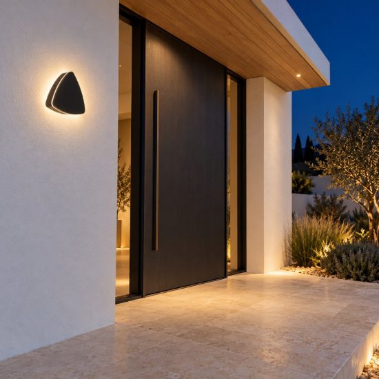 Eglo pedersano applique da esterno led 8w cct 2700k 6500k 14cm ip44 moderna triangolare nera